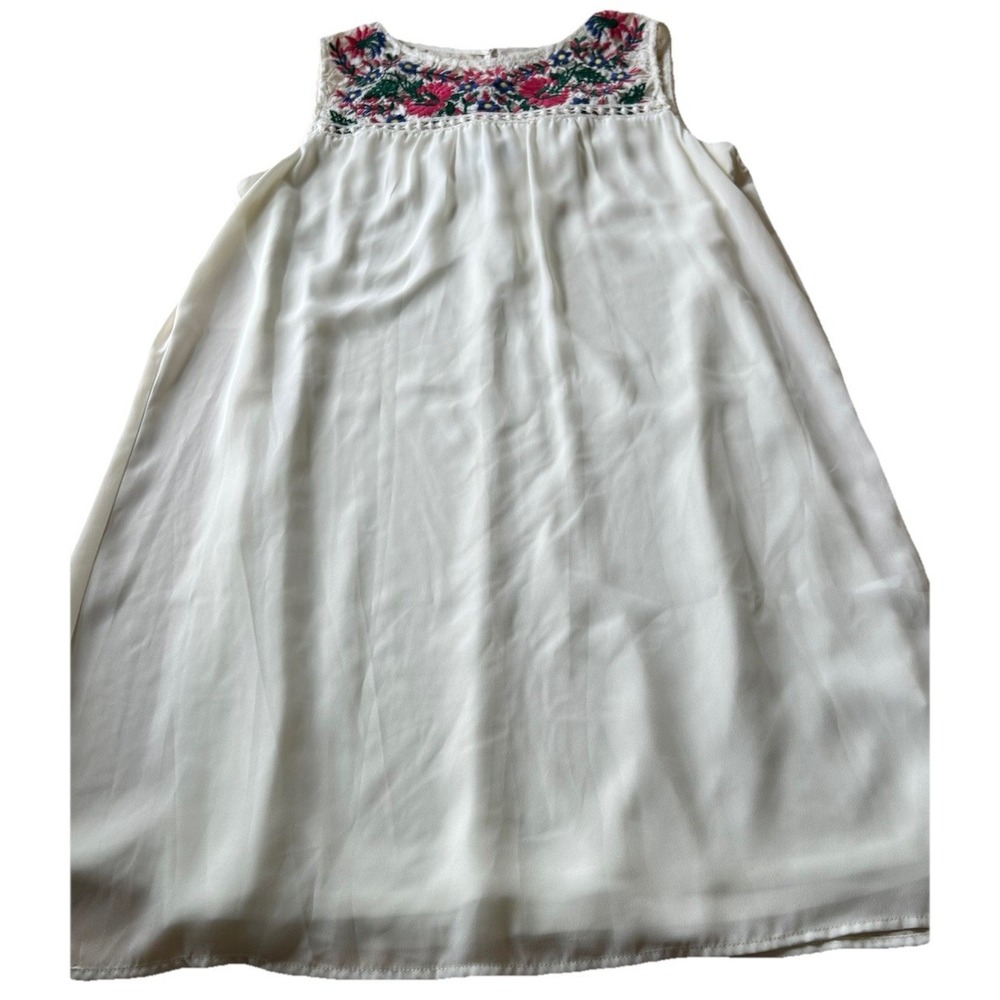 Women's Luxology size 10 Cream lined Floral embroidered sleeveless dress‎